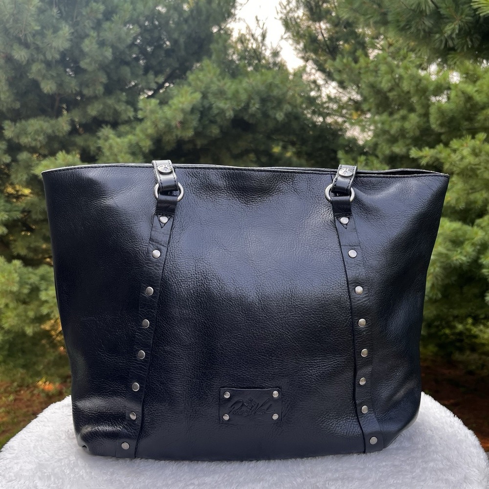 Patricia Nash Pebbled Leather Zip Top Tote Black Work Laptop Shoulder Bag Large - Picture 2 of 12